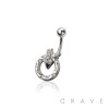 316L SURGICAL STEEL MULTI CZ SNAKE NON DANGLE BELLY BUTTON NAVEL RING 